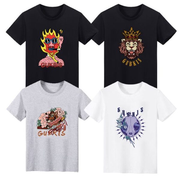 4 Pièces - T-Shirt - Pour Homme - Noir, Noir, Gris, Blanc