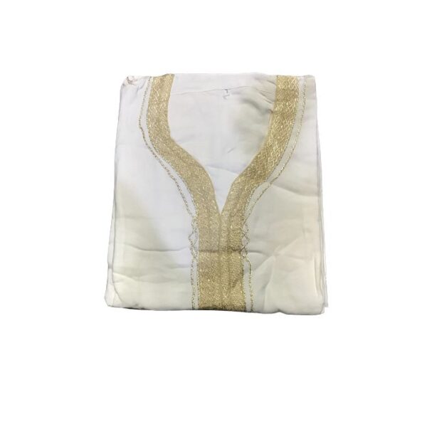 Abaya marocaine -sans pantalon -couleur blanche-doré -pour homme