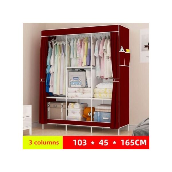 Armoire En Tissu Grande Capacité,Placard Armoire Démontable--Rouge