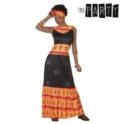 costume pour femme africaine noir et orange 2 pcs