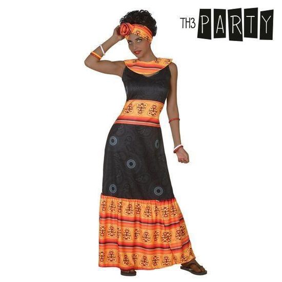 costume pour femme africaine noir et orange 2 pcs