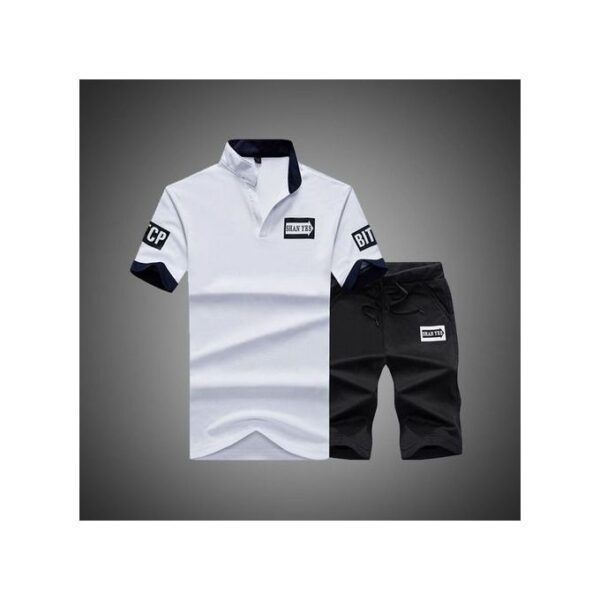 Ensemble 2 Pièces Short à Manches Courtes 2 En 1-Blanc