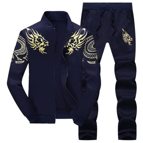 homme sport veste Ensemble + pantalon 2 pièces -bleu foncé