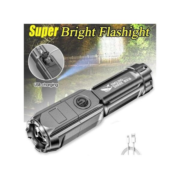 Lampe De Poche Portable à Lumière LED, Forte Puissance, Rechargeable, Zoom Tactique, éclairage D'extérieur