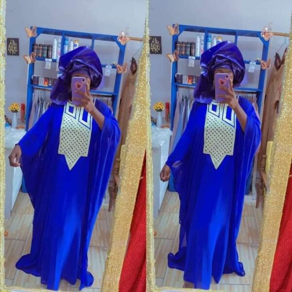 Longue Robe De Soirée En Boubou Bleu Roi