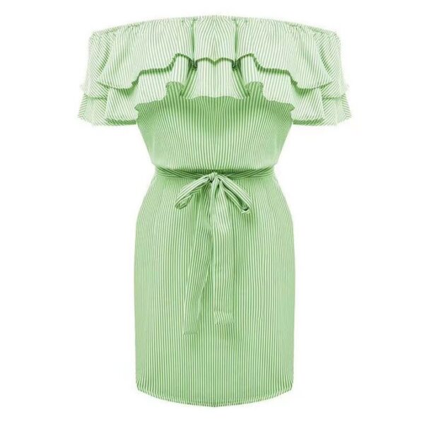 Mesdames Robe Rayé Asymétrique Tube Top Hors Épaule Jupe Vêtements Jupe Courte
