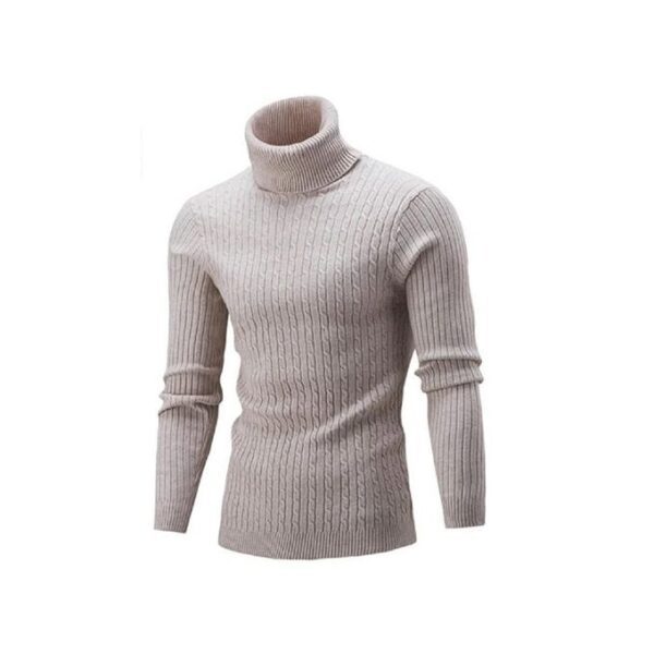 Pull à Col Roulé Pour Homme en Coton et Polyester Beige