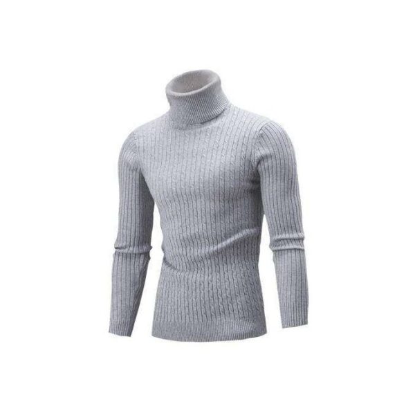 Pull à Col Roulé Pour Homme en Coton et Polyester Gris