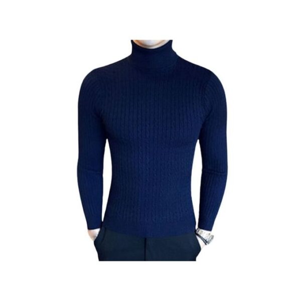 Pull à Col Roulé Pour Homme en Coton Polyester Bleu Marine