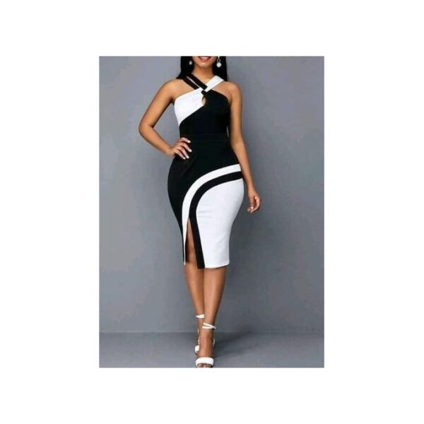 Robe Moulante Avant Croisé - Noir/Blanc