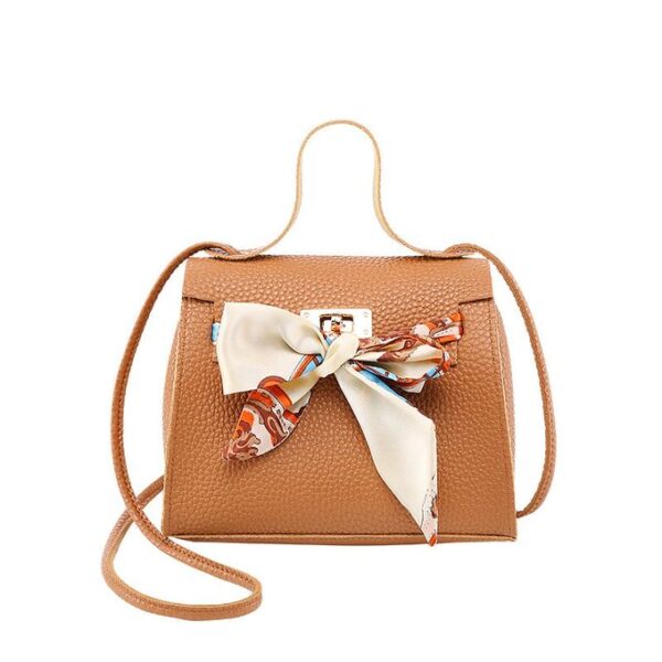 Sac à bandoulière motif litchi pour femme avec foulard en soie
