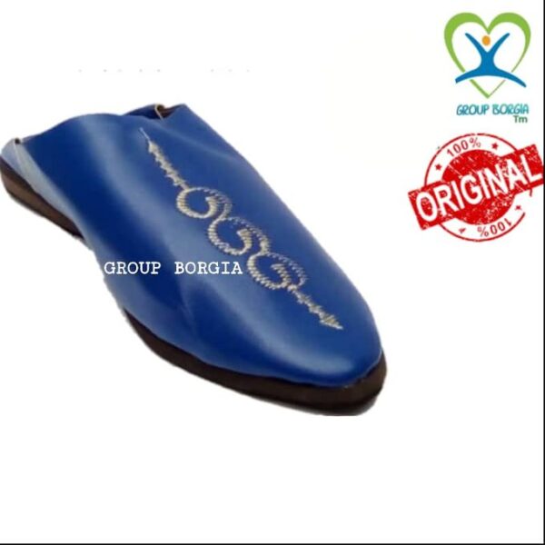 Sandale Babouche Simili Cuir Bleu
