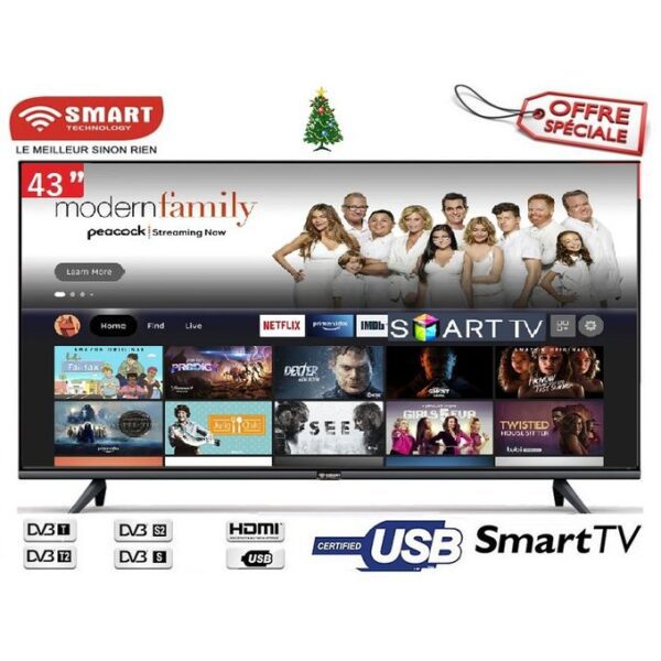 smart ecran 43 pouce fhd stt 4311s noir garantie 1 an