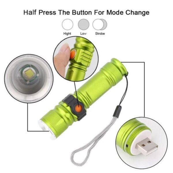 Torche Lampe De Poche Étanche Tactique Led Flash Rechargeable En MÉTAL - Multicolore