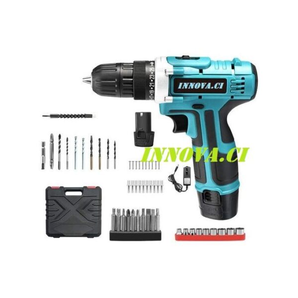 Visseuse Perceuse Sans Fil Rechargeable + 2 Batteries + 25 Accessoires + Mallette